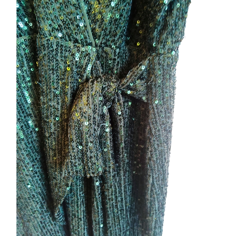 Gilli Emerald Sequin Wrap Dress - image 4